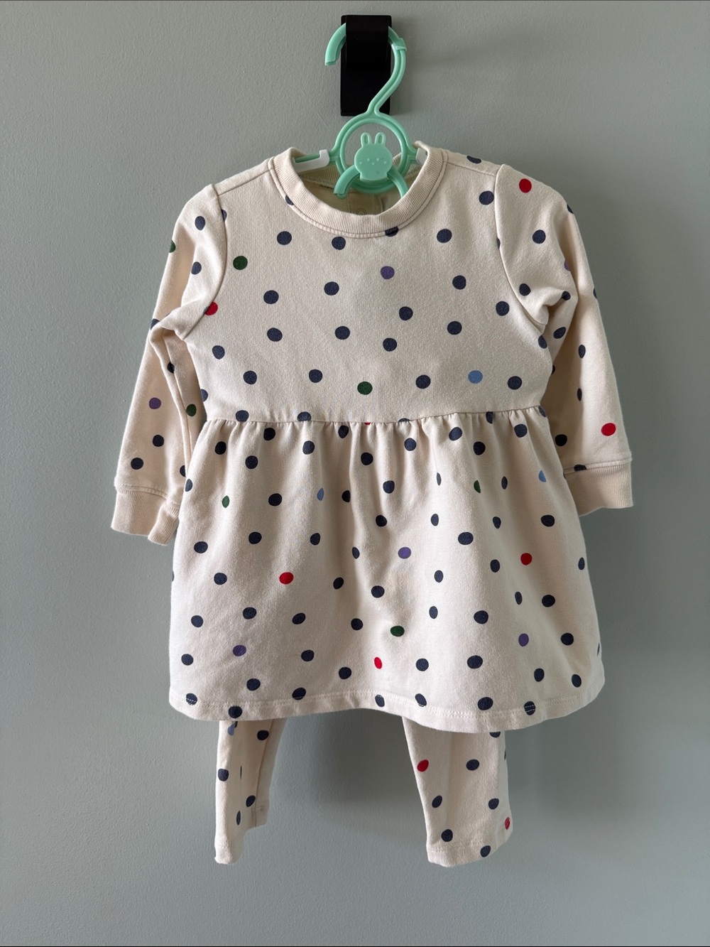 Primary 12-18M polka dot Dress & Leggings guc